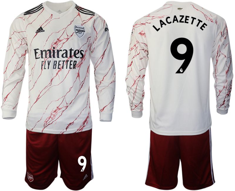 Men 2020-2021 club Arsenal away long sleeve #9 white Soccer Jerseys->->Soccer Club Jersey